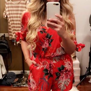 Red Floral Romper